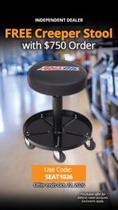 Free creeper stool with $750 order — code SEAT1026, ends Oct 27 2026